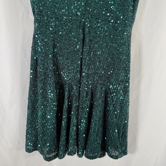 Lulus Mini Dress Women's Small Green Sequin VNeck Spaghetti Strap - Picture 10 of 11